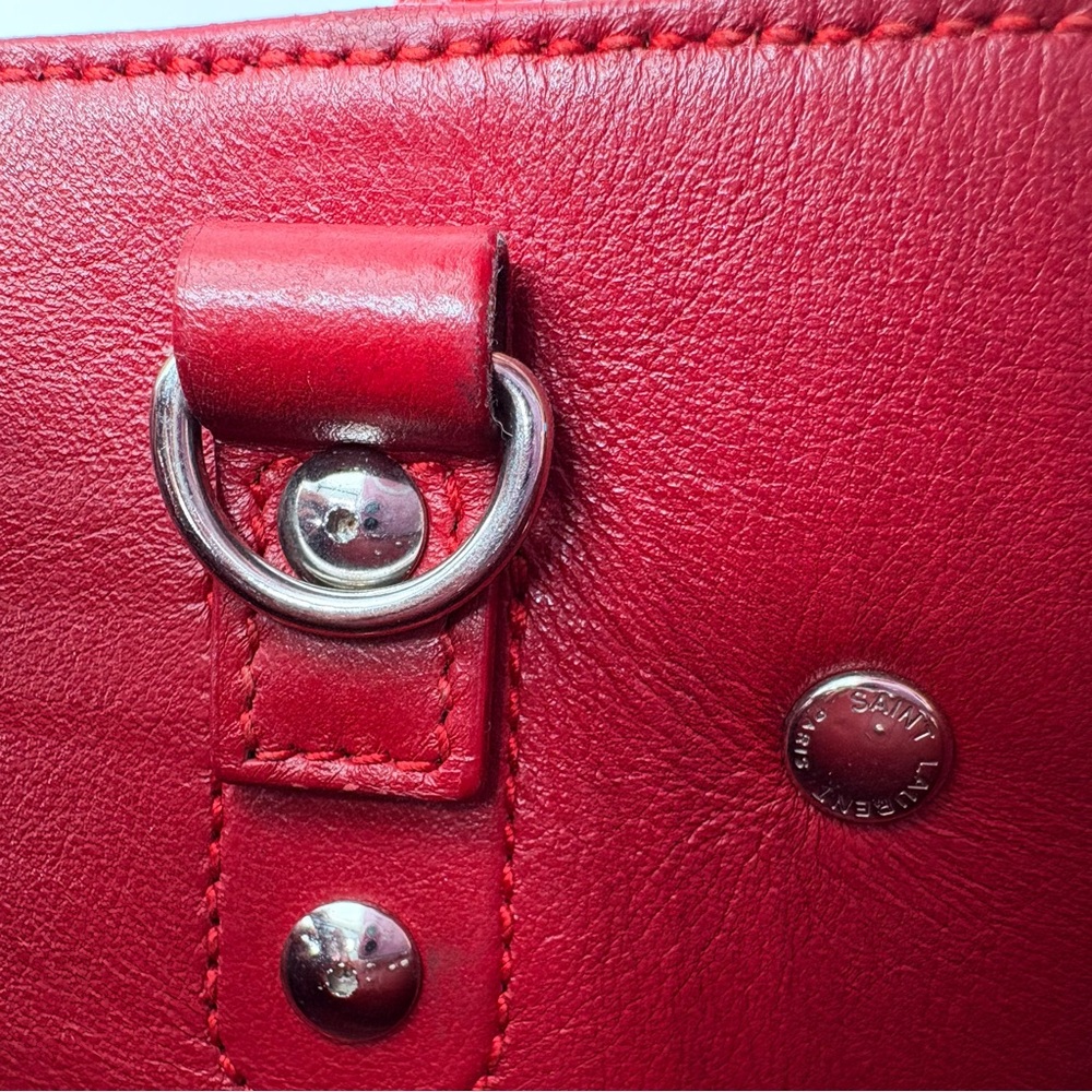 YSL Sac Du Jour Nano in Red Pebbled Leather - Picture 14 of 16